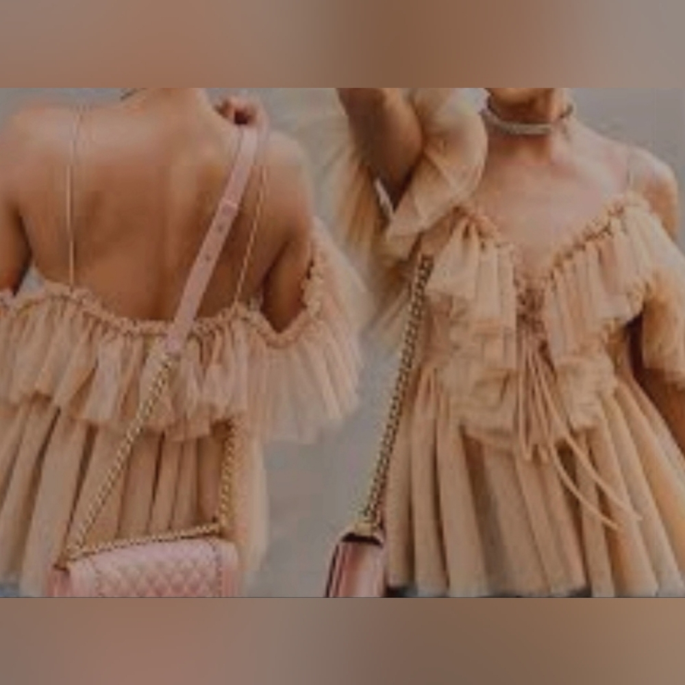 Ruffled Peach Tulle Top